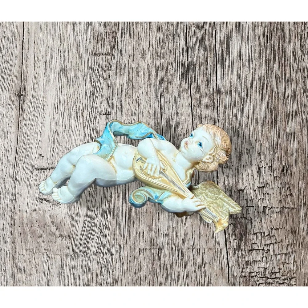 Vintage Fontanini Depose Italy Cherub Figurine Ornament With Mandolin
